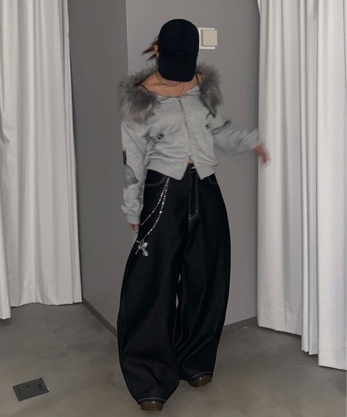 sedacle girl（セダクルガール）の「ラインストーン付き　ウォレットチェーンデニム（デニムパンツ・レディース・インディゴブルー/ブラック・SMALL/MEDIUM）」の22枚目の写真