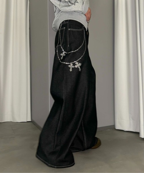 sedacle girl（セダクルガール）の「ラインストーン付き　ウォレットチェーンデニム（デニムパンツ・レディース・インディゴブルー/ブラック・SMALL/MEDIUM）」の19枚目の写真