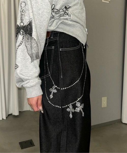 sedacle girl（セダクルガール）の「ラインストーン付き　ウォレットチェーンデニム（デニムパンツ・レディース・インディゴブルー/ブラック・SMALL/MEDIUM）」の21枚目の写真