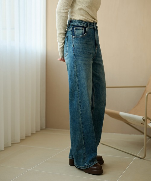 LAULEN（ローレン）の「vintage wash straight denim pants /ヴィンテージウォッシュストレートデニムパンツ（デニムパンツ・レディース・ブルー・S/M）」の5枚目の写真