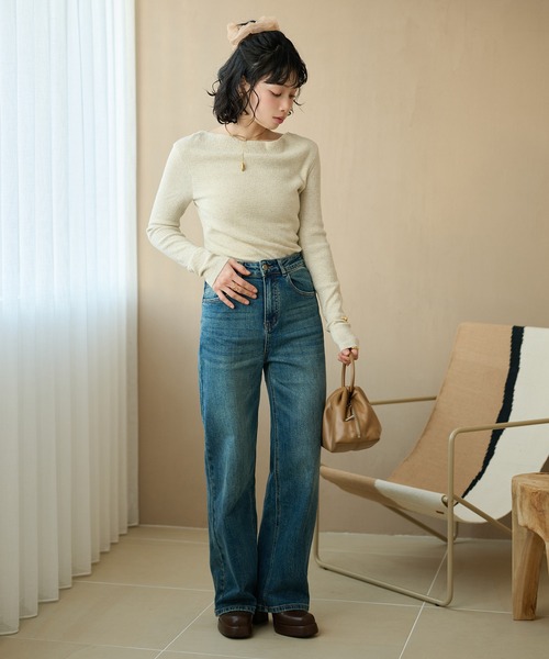 LAULEN（ローレン）の「vintage wash straight denim pants /ヴィンテージウォッシュストレートデニムパンツ（デニムパンツ・レディース・ブルー・S/M）」の7枚目の写真
