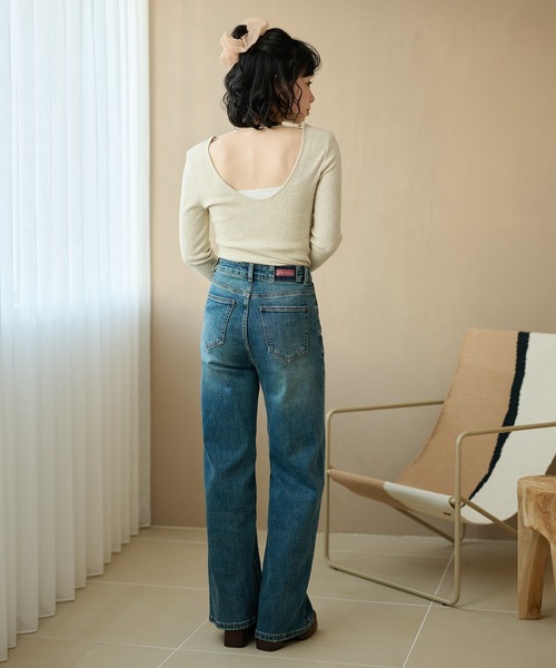 LAULEN（ローレン）の「vintage wash straight denim pants /ヴィンテージウォッシュストレートデニムパンツ（デニムパンツ・レディース・ブルー・S/M）」の9枚目の写真