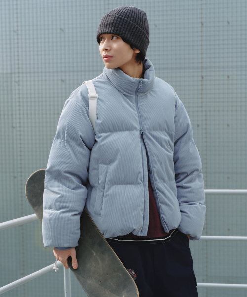 【即完売モデル‼︎】musinsa standard パフダウン 水色 L デイリープファーコーデュロイショートパディングジャケット