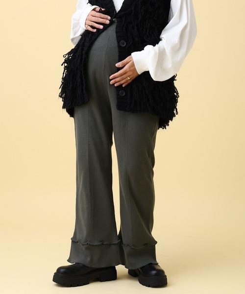 LEPSIM（レプシィム）の「【産前・産後対応】マタニティ／フリルニットフレアパンツ　601123（マタニティウェア/グッズ・レディース・チャコールグレー/ブラック/ブラウン・ONE SIZE）」の3枚目の写真