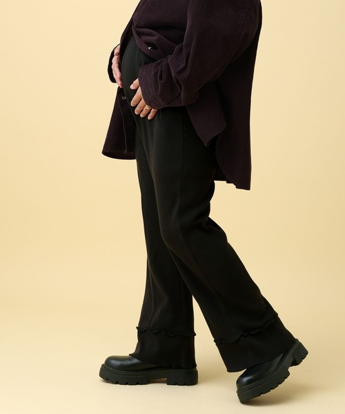 LEPSIM（レプシィム）の「【産前・産後対応】マタニティ／フリルニットフレアパンツ　601123（マタニティウェア/グッズ・レディース・チャコールグレー/ブラック/ブラウン・ONE SIZE）」の6枚目の写真