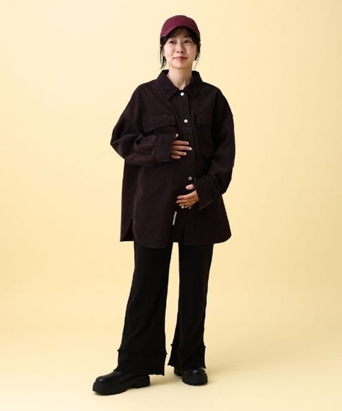 LEPSIM（レプシィム）の「【産前・産後対応】マタニティ／フリルニットフレアパンツ　601123（マタニティウェア/グッズ・レディース・チャコールグレー/ブラック/ブラウン・ONE SIZE）」の8枚目の写真