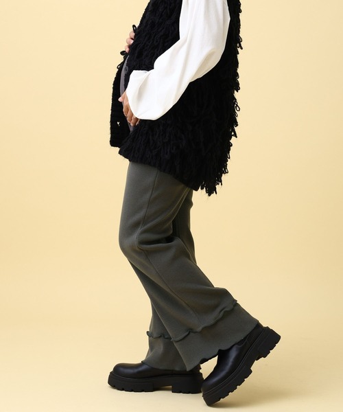 LEPSIM（レプシィム）の「【産前・産後対応】マタニティ／フリルニットフレアパンツ　601123（マタニティウェア/グッズ・レディース・チャコールグレー/ブラック/ブラウン・ONE SIZE）」の14枚目の写真