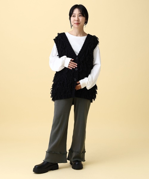 LEPSIM（レプシィム）の「【産前・産後対応】マタニティ／フリルニットフレアパンツ　601123（マタニティウェア/グッズ・レディース・チャコールグレー/ブラック/ブラウン・ONE SIZE）」の15枚目の写真