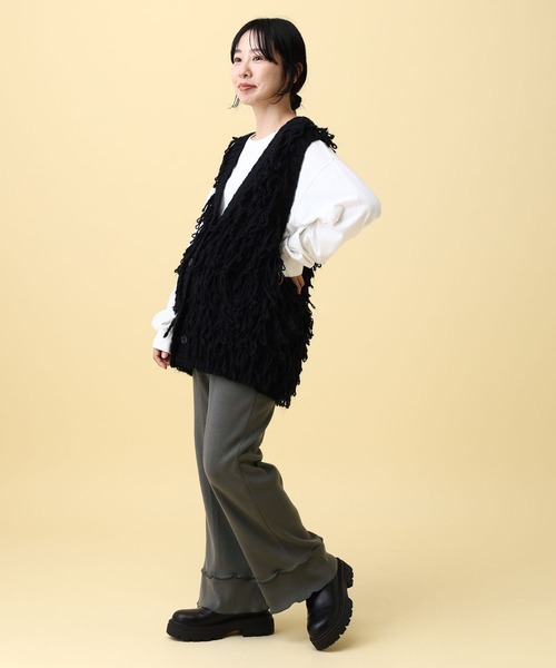 LEPSIM（レプシィム）の「【産前・産後対応】マタニティ／フリルニットフレアパンツ　601123（マタニティウェア/グッズ・レディース・チャコールグレー/ブラック/ブラウン・ONE SIZE）」の17枚目の写真