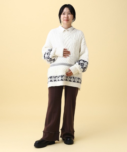 LEPSIM（レプシィム）の「【産前・産後対応】マタニティ／フリルニットフレアパンツ　601123（マタニティウェア/グッズ・レディース・チャコールグレー/ブラック/ブラウン・ONE SIZE）」の22枚目の写真