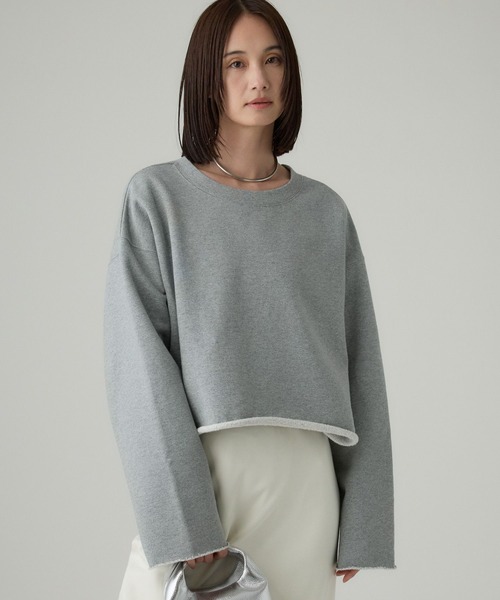 BABYLONE(バビロン)の「裏起毛カットオフスウェット(スウェット・レディース・グレー/ホワイト/ブラウン・フリー)」の3枚目の写真