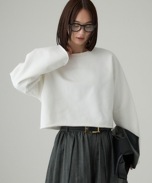 BABYLONE(バビロン)の「裏起毛カットオフスウェット(スウェット・レディース・グレー/ホワイト/ブラウン・フリー)」の5枚目の写真