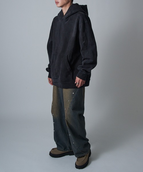 MADE BLANKS（メイドブランクス）の「【MADE BLANKS】16oz Exclusive Recess Hoodie 16オンス ヘビーウェイト ガーメントダイ フーディー EC1025 UNTR（パーカー・メンズ・ブラック系その他・M/XL）」の9枚目の写真