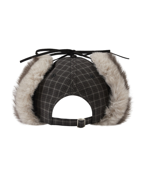 フラッフィーイヤーフラップキャップチェックグリーン（キャップ