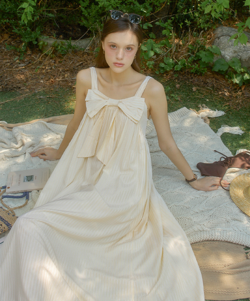 SALON DE YOHN(サロンドヨーン)の「Ribbon Point Sleeveless Long Dress_ Lemon(ワンピース・レディース・その他・SMALL/MEDIUM)」の1枚目の写真