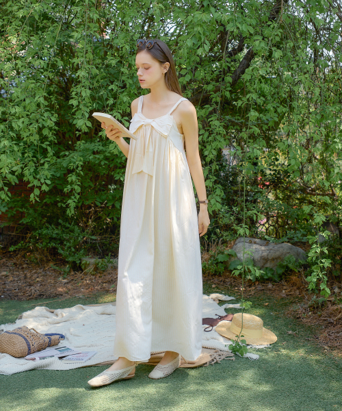 SALON DE YOHN(サロンドヨーン)の「Ribbon Point Sleeveless Long Dress_ Lemon(ワンピース・レディース・その他・SMALL/MEDIUM)」の2枚目の写真