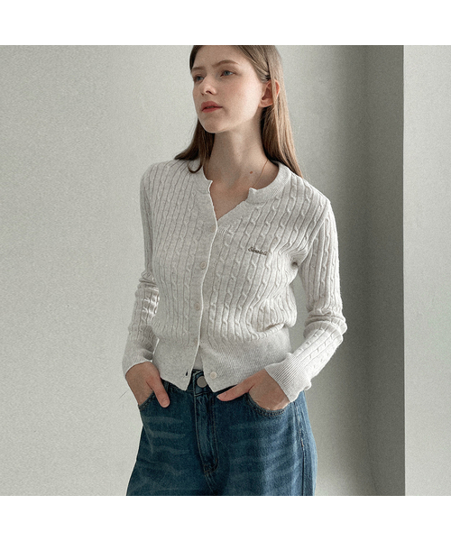 SLOWLOLLI(スローローリ)の「Wool Y-neck knit cardigan(カーディガン/ボレロ・レディース・グレー/ブラック/PINK/オートミール/モカ・FREE)」の1枚目の写真