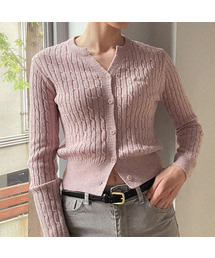 Wool Y-neck knit cardigan