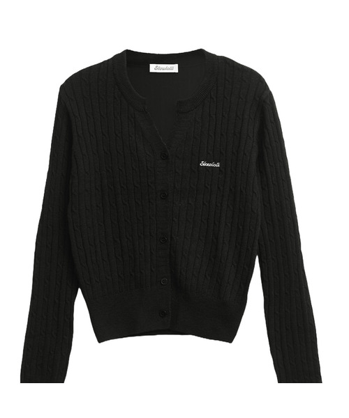 SLOWLOLLI(スローローリ)の「Wool Y-neck knit cardigan(カーディガン/ボレロ・レディース・グレー/ブラック/PINK/オートミール/モカ・FREE)」の2枚目の写真