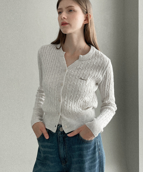SLOWLOLLI(スローローリ)の「Wool Y-neck knit cardigan(カーディガン/ボレロ・レディース・グレー/ブラック/PINK/オートミール/モカ・FREE)」の6枚目の写真