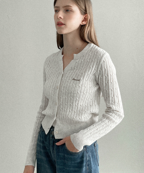 SLOWLOLLI(スローローリ)の「Wool Y-neck knit cardigan(カーディガン/ボレロ・レディース・グレー/ブラック/PINK/オートミール/モカ・FREE)」の8枚目の写真