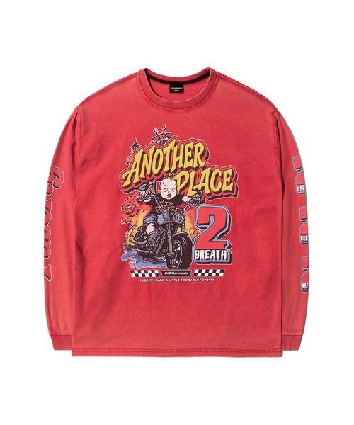 QT8 GARMENTS(キューティーエイトガーメント)の「RG Another Place Washed Long Sleeve (Red)(Tシャツ/カットソー・レディース・その他・MEDIUM/LARGE/X-LARGE)」の1枚目の写真