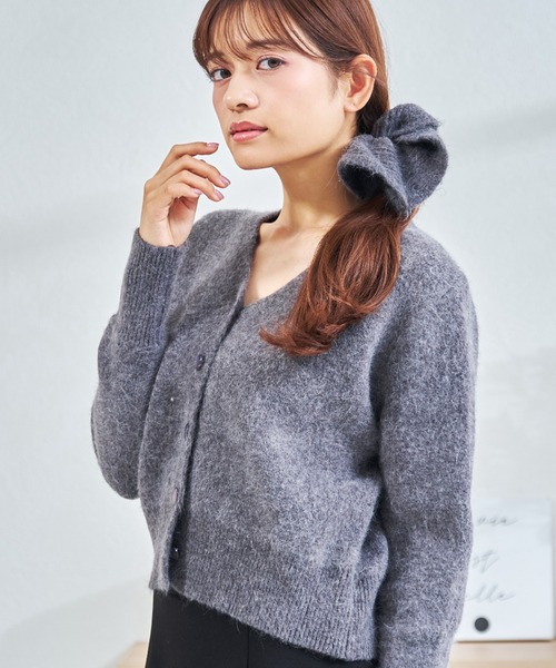MISCH MASCH(ミッシュマッシュ)の「ZOZO限定 シュシュセットニットカーディガン(カーディガン/ボレロ・レディース・アイボリー/チャコールグレー・フリ-)」の10枚目の写真