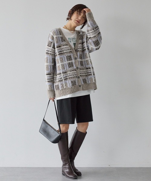 AMERICAN HOLIC(アメリカンホリック)の「アソート柄シャギーニットカーディガン(カーディガン/ボレロ・レディース・杢グレー/アイボリー/ベージュ・FREE)」の6枚目の写真