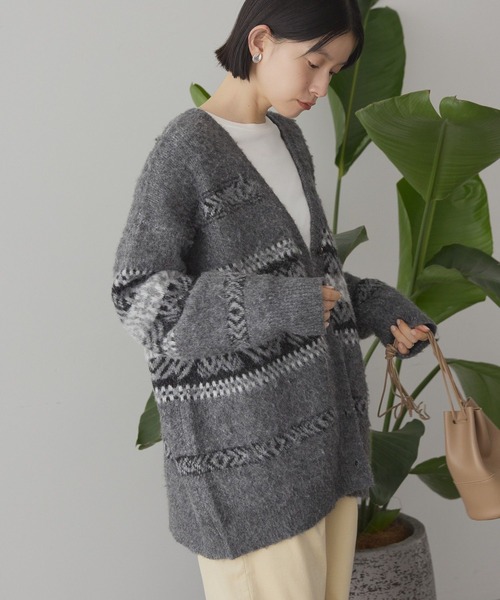 AMERICAN HOLIC(アメリカンホリック)の「アソート柄シャギーニットカーディガン(カーディガン/ボレロ・レディース・杢グレー/アイボリー/ベージュ・FREE)」の9枚目の写真
