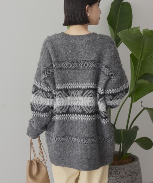 AMERICAN HOLIC(アメリカンホリック)の「アソート柄シャギーニットカーディガン(カーディガン/ボレロ・レディース・杢グレー/アイボリー/ベージュ・FREE)」の10枚目の写真