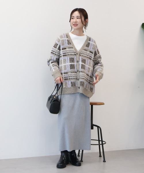 セール】アソート柄シャギーニットカーディガン（カーディガン/ボレロ