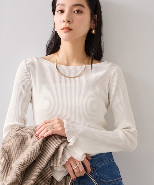 VIS（ビス）の「【美得】袖口レース編みニットプルオーバー（ニット/セーター・レディース・オフホワイト/ブラック/ライトグレー・FREE）」の2枚目の写真