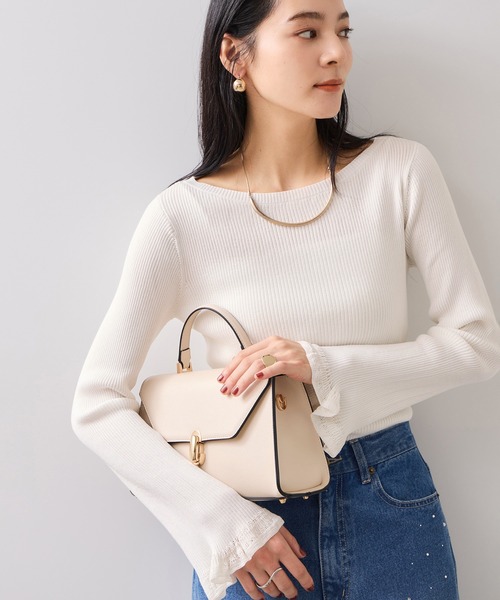 VIS（ビス）の「【美得】袖口レース編みニットプルオーバー（ニット/セーター・レディース・オフホワイト/ブラック/ライトグレー・FREE）」の4枚目の写真