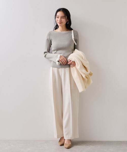 VIS（ビス）の「【美得】袖口レース編みニットプルオーバー（ニット/セーター・レディース・オフホワイト/ブラック/ライトグレー・FREE）」の22枚目の写真