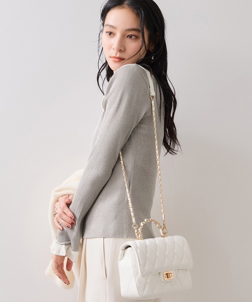 VIS（ビス）の「【美得】袖口レース編みニットプルオーバー（ニット/セーター・レディース・オフホワイト/ブラック/ライトグレー・FREE）」の20枚目の写真