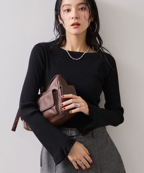 VIS（ビス）の「【美得】袖口レース編みニットプルオーバー（ニット/セーター・レディース・オフホワイト/ブラック/ライトグレー・FREE）」の13枚目の写真