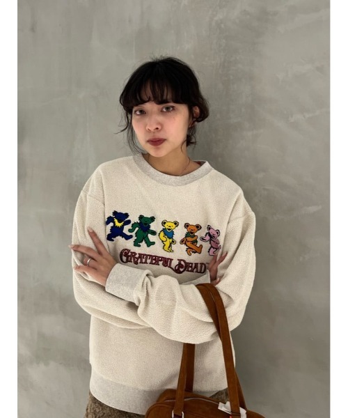SLY(スライ)の「Grateful Dead x SLY SW TOPS グレイトフルデッド スライ スウェット トップス トレーナー 秋服 冬服(スウェット・レディース・アイボリー/ライトブラック・FREE)」の14枚目の写真