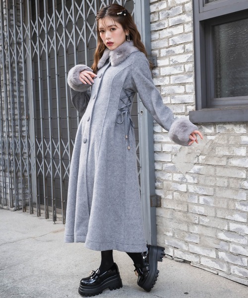 ★スーパービューティ・ホワイト レースロングコート★44 セール】ウエストレースアップロングコート（その他アウター