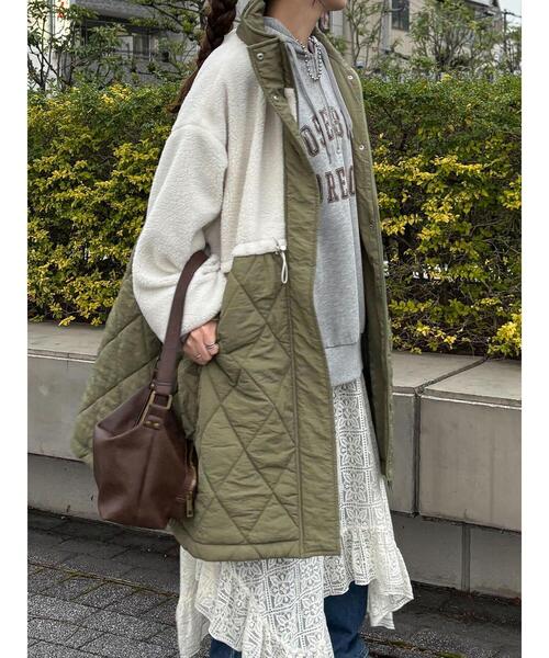 ehka sopo(エヘカソポ)の「ボアキルト切り替えコート(その他アウター・レディース・モカ/キナリ/カーキ・F)」の1枚目の写真