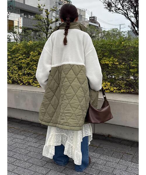 ehka sopo(エヘカソポ)の「ボアキルト切り替えコート(その他アウター・レディース・モカ/キナリ/カーキ・F)」の8枚目の写真