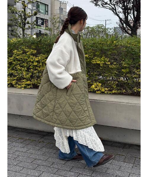 ehka sopo(エヘカソポ)の「ボアキルト切り替えコート(その他アウター・レディース・モカ/キナリ/カーキ・F)」の9枚目の写真