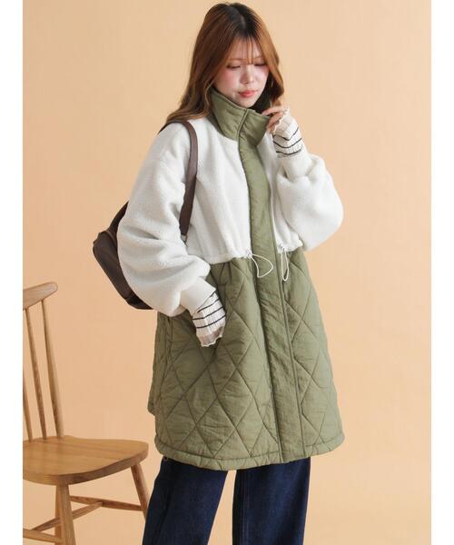 ehka sopo(エヘカソポ)の「ボアキルト切り替えコート(その他アウター・レディース・モカ/キナリ/カーキ・F)」の11枚目の写真
