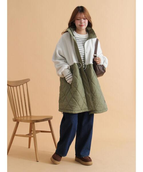 ehka sopo(エヘカソポ)の「ボアキルト切り替えコート(その他アウター・レディース・モカ/キナリ/カーキ・F)」の15枚目の写真