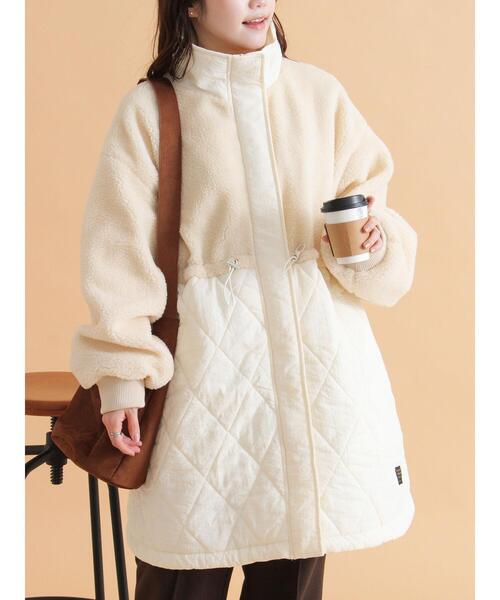 ehka sopo(エヘカソポ)の「ボアキルト切り替えコート(その他アウター・レディース・モカ/キナリ/カーキ・F)」の4枚目の写真