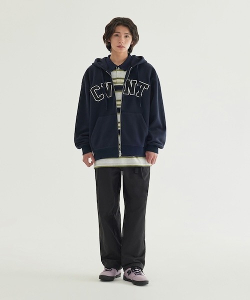 COVERNAT(カバーナット)の「WARM ON CVNT FLEECE ZIP-UP HOODIE(パーカー・メンズ・ダークネイビー/アイボリー・LARGE/MEDIUM/SMALL/X-SMALL/X-LARGE)」の3枚目の写真