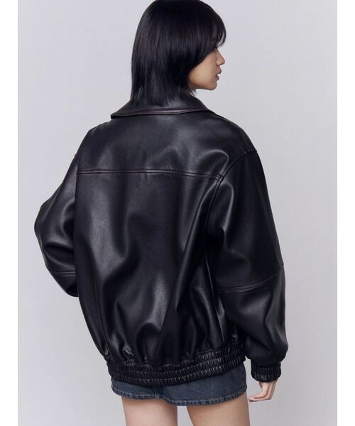 【新品】EMODA フェイクレザーオーバーブルゾン セール】フェイクレザーオーバーブルゾン（ブルゾン）｜EMODA（エモダ