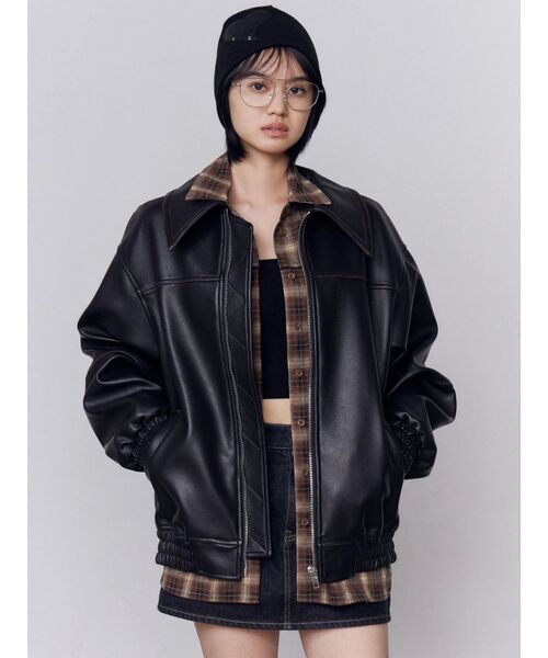 EMODA（エモダ）の「フェイクレザーオーバーブルゾン（ブルゾン・レディース・ブラック/アイボリー/グレー・FREE）」の22枚目の写真