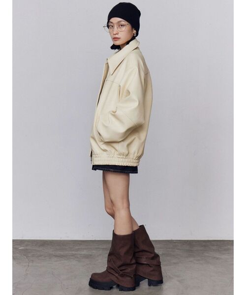 EMODA（エモダ）の「フェイクレザーオーバーブルゾン（ブルゾン・レディース・ブラック/アイボリー/グレー・FREE）」の15枚目の写真