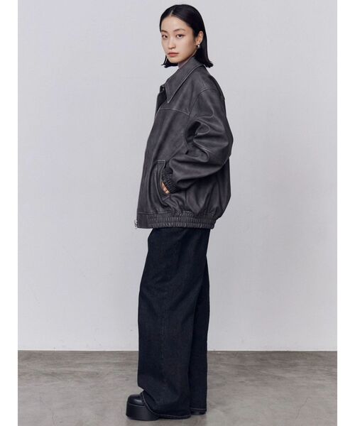 EMODA（エモダ）の「フェイクレザーオーバーブルゾン（ブルゾン・レディース・ブラック/アイボリー/グレー・FREE）」の9枚目の写真