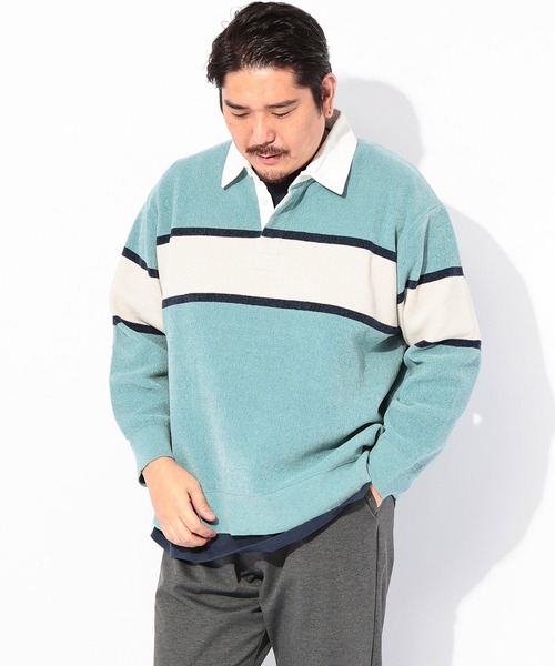 B&T CLUB（ビーティークラブ）の「ニット メンズ 大きいサイズ Wフェイス モール ラガーシャツ B＆T CLUB (ビーアンドティークラブ)（ニット/セーター・メンズ・ライトグリーン/ネイビー/アイボリー・3L/5L/4L）」の12枚目の写真